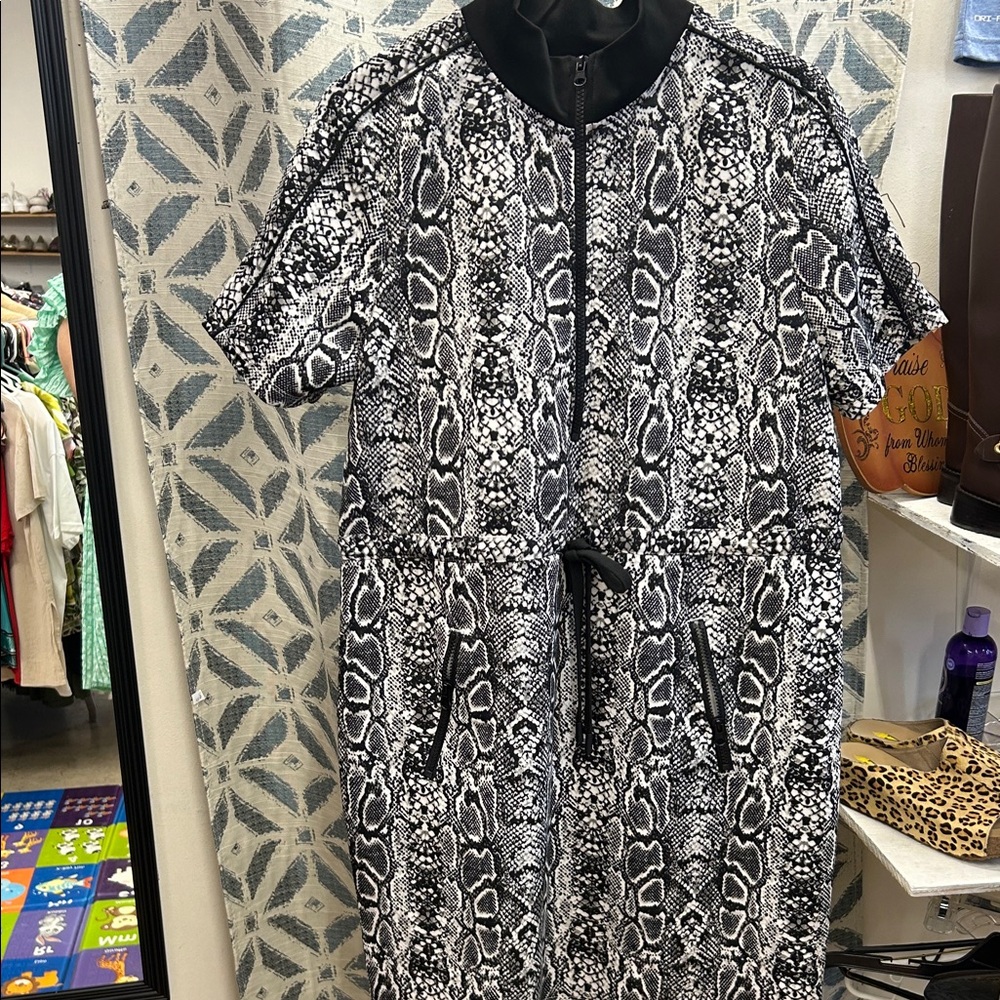 No Boundaries Black and White Snake Print Dress